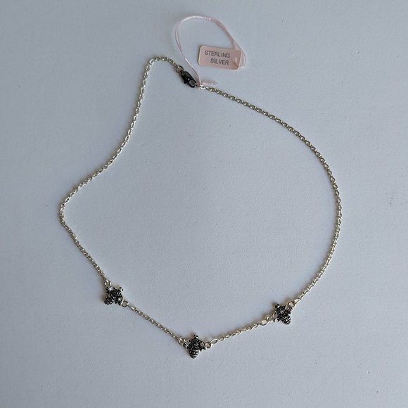 Bee Choker Necklace Sterling Silver 8.5" - Picture 4 of 9